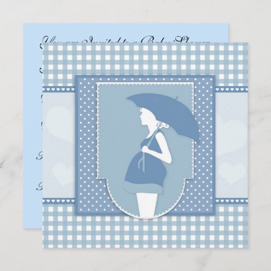 Blue Baby shower Invitation Kaart (Voorkant / Achterkant)