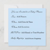 Blue Baby shower Invitation Kaart (Achterkant)