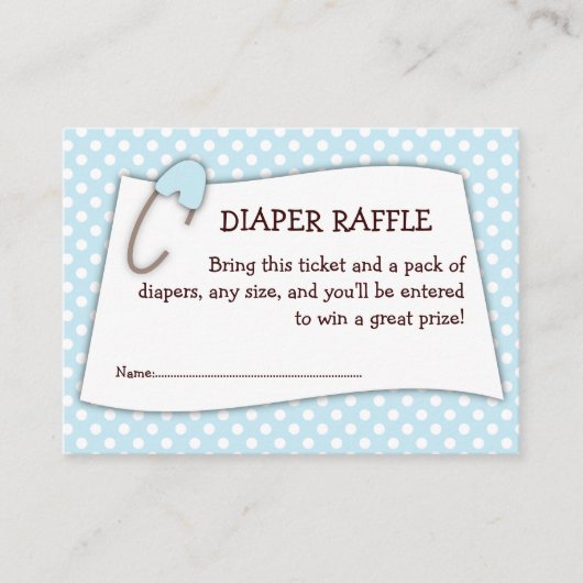 Blue Baby shower Luier Raffle Ticket Insert Informatiekaartje (Voorkant)