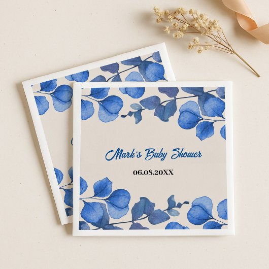 Blue Baby Shower Napkin – Custom Name & Event Servet