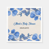 Blue Baby Shower Napkin – Custom Name & Event Servet (Voorkant)