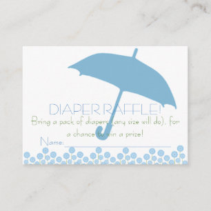 Blue Baby shower Paraplu Luier Raffle Tickets Informatiekaartje