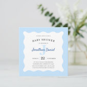 Blue Baby shower Photo Invitation (Staand voorkant)