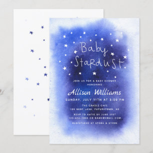 Blue Baby Stardust Stars Waterverf Baby shower Kaart