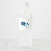 Blue Baby Whale Boy Baby shower Waterfles Etiket (Voorkant)