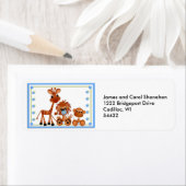 Blue Baby Zoo Animal Retourner Adresse Étiquettes (En situation)