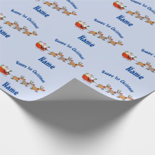 BLUE Babys 1e Kerstmis Giftwrap Gepersonaliseerd Cadeaupapier
