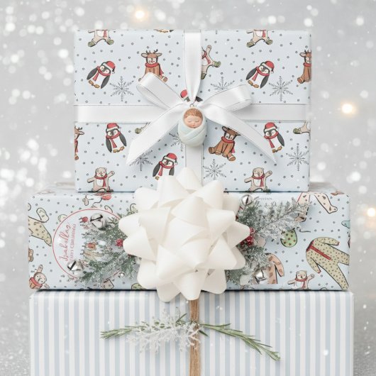 Blue Babys Eerste Kerstpyjama Inpakpapier Vel