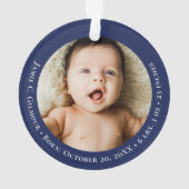 Blue Baby's First Christmas 1 foto Geboortedatum Ornament (achterkant)