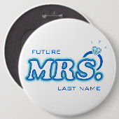 Blue Bachelorette "Future Mrs"  pop Ronde Button 6,0 Cm (Voorkant /achterkant)