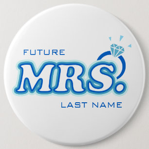 Blue Bachelorette "Future Mrs" pop Ronde Button 6,0 Cm