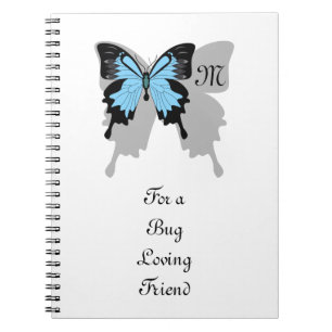 Blue Backed Butterfly Shadow Monogram Notitieboek
