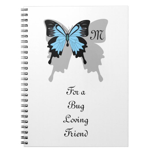 Blue Backed Butterfly Shadow Monogram Notitieboek (Voorkant)