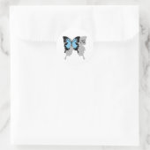 Blue Backed Butterfly Shadow Monogram Ronde Sticker (Tas)
