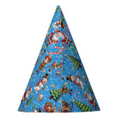 Blue Background Christmas Decorative Pattern Feesthoedjes (Achterkant)