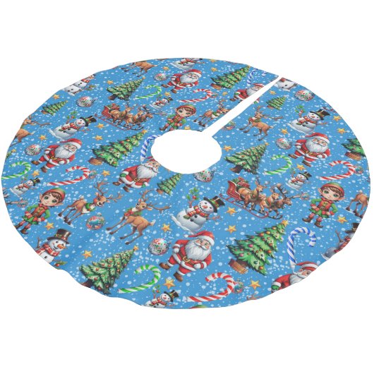 Blue Background Christmas Decorative Pattern Kerstboom Rok (Gekanteld)