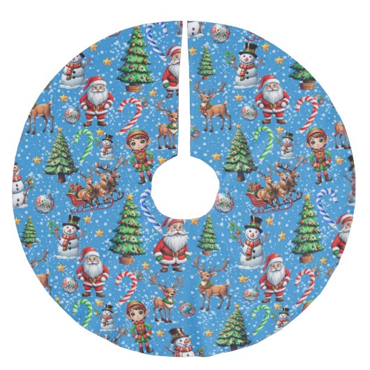 Blue Background Christmas Decorative Pattern Kerstboom Rok (Voorkant)