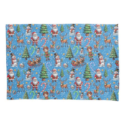 Blue Background Christmas Decorative Pattern Kussensloop (Voorkant)