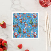 Blue Background Christmas Decorative Pattern Servet (Insitu)
