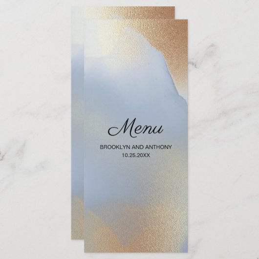 Blue Background Gold Texture Menu (Voorkant / Achterkant)