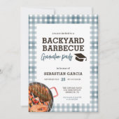 Blue Backyard BBQ Graduation Party Uitnodiging (Voorkant)