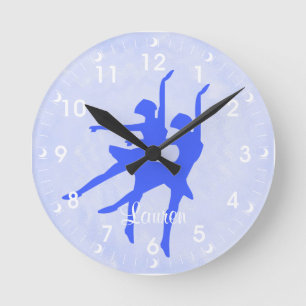 Blue Ballerina Persoonlijke wandklok Ronde Klok