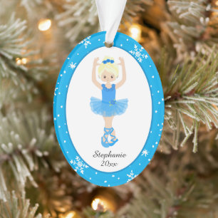 Blue Ballerina Snowflakes Persoonlijke kerstmis Ornament