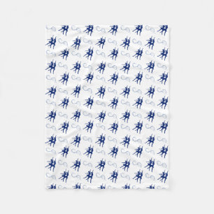 Blue Ballet Dancer Pattern Fleece Deken