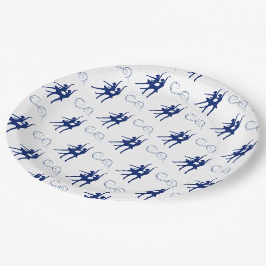 Blue Ballet Dancer Pattern Papieren Bordje (Gekanteld)