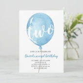 Blue Balloon Baby Boy 2e verjaardag Kaart (Staand voorkant)