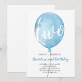 Blue Balloon Baby Boy 2e verjaardag Kaart (Voorkant / Achterkant)