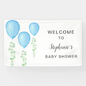 Blue Balloon Baby shower Welkom Spandoek (Horizontaal)