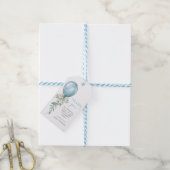Blue Balloon Bow Greenery Baby Shower Thank You Cadeaulabel (Met Touw)