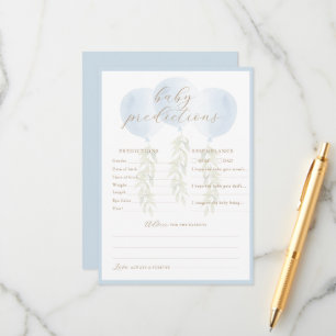 Blue Balloon Eucalyptus Baby voorspellingen spel K Advieskaart