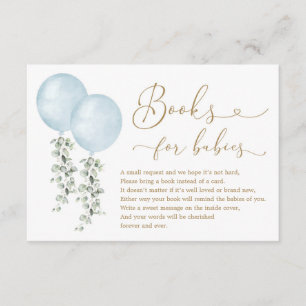 Blue Balloon Eucalyptus Boeken voor Twin Baby Boys Informatiekaartje