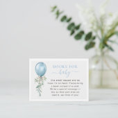 Blue Balloon Greenery Books For Baby Shower Informatiekaartje (Staand voorkant)