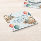 Blue Balloon Hedgehogs Celebration Kartonnen Onderzetters (Gebogen)