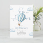 Blue Balloon QR Code Photo Boy Baby shower Kaart (Staand voorkant)