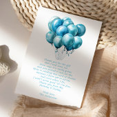 Blue Balloons Aquarelle Garçon Baby shower Merci