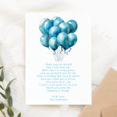 Blue Balloons Aquarelle Garçon Baby shower Merci