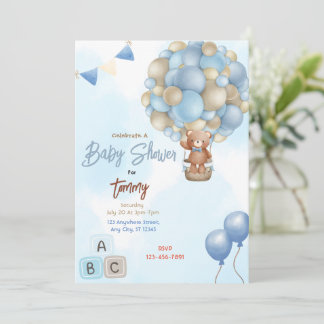 Blue Balloons Baby shower Kaart