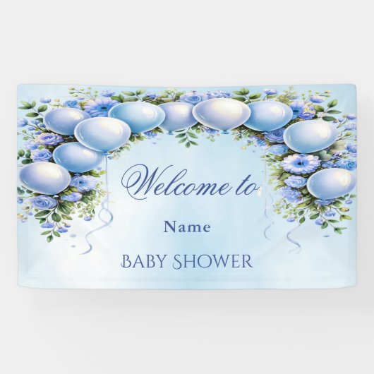 Blue Balloons Baby shower Spandoek (Horizontaal)