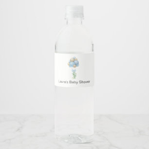 Blue Balloons Baby shower Waterfles Etiket