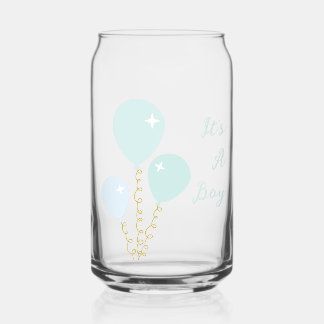 Blue Balloons Boy Baby Shower Blikvorm Glas