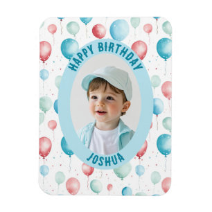 Blue Balloons Happy Birthday Foto Magneet