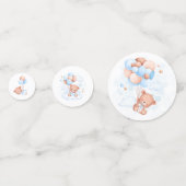 Blue Balloons Teddy Bear Baby shower Confetti (Voorkanten)