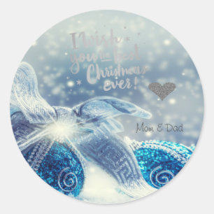 Blue Balls Ik wens je het beste met Kerstmis ooit Ronde Sticker