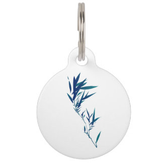 Blue Bamboo Leaf Pet Tag Huisdierpenning