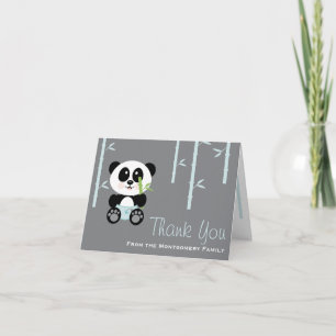 Blue Bamboo Panda in Luiers Baby shower Dank u Bedankkaart