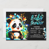 Blue Bamboo Panda Wonderland Boy Baby shower Kaart (Voorkant)